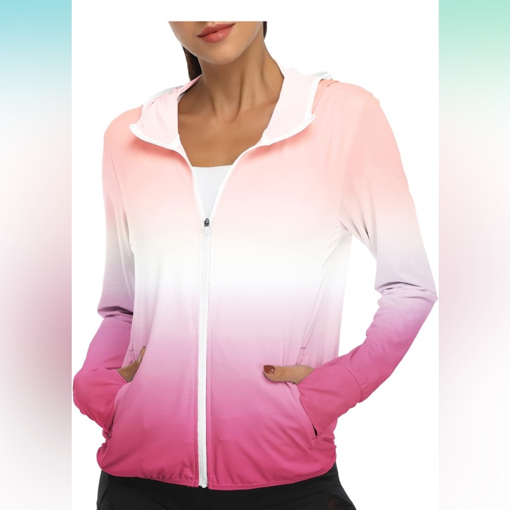 Nwts! UPF 50+ UV Sun Protection Outdoors Performance Long Sleeve Hoody T-Shirt